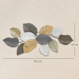 HOMCOM Metal Wall Art, Modern Hanging Wall Decor with Unique Leaf Design for Living Room Bedroom Entryway - thumbnail 3
