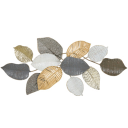 HOMCOM Metal Wall Art, Modern Hanging Wall Decor with Unique Leaf Design for Living Room Bedroom Entryway - thumbnail 1