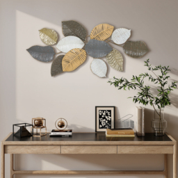 HOMCOM Metal Wall Art, Modern Hanging Wall Decor with Unique Leaf Design for Living Room Bedroom Entryway - thumbnail 9