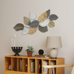 HOMCOM Metal Wall Art, Modern Hanging Wall Decor with Unique Leaf Design for Living Room Bedroom Entryway - thumbnail 8