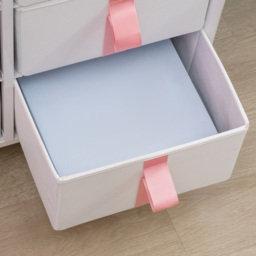 HOMCOM Storage Chest with 6 Fabric Drawers, Metal Frame Dresser with Wooden Top, Organiser for Bedroom or Nursery, Pink - Aosom UK - thumbnail 9