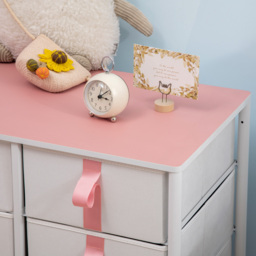 HOMCOM Storage Chest with 6 Fabric Drawers, Metal Frame Dresser with Wooden Top, Organiser for Bedroom or Nursery, Pink - Aosom UK - thumbnail 8