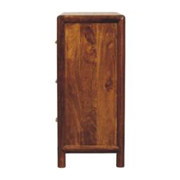 Solid Wood Chest of Drawer, 3-Drawer Storage Cabinet with Generous Organisation, Elegant Circular Silhouette, Brown - Aosom UK - thumbnail 7