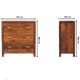 Solid Wood Chest of Drawer, 3-Drawer Storage Cabinet with Generous Organisation, Elegant Circular Silhouette, Brown - Aosom UK - thumbnail 3