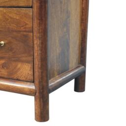 Solid Wood Chest of Drawer, 3-Drawer Storage Cabinet with Generous Organisation, Elegant Circular Silhouette, Brown - Aosom UK - thumbnail 5