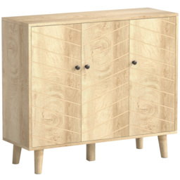 HOMCOM Vintage Sideboard with Chevron Doors and Pine Wood Legs for Living Room, Kitchen - Aosom UK