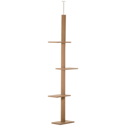 PawHut Floor to Ceiling Cat Tree, 260cm Tall with 3 Perches and Flannel Upholstery, Activity & Rest Tower, Brown - Aosom UK