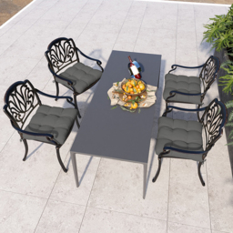 Outsunny Patio Chair Cushion Set: 4-Piece Tied Seat Pads for Indoor & Outdoor Seating, Charcoal Grey Comfort - Aosom UK - thumbnail 7