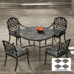 Outsunny Patio Chair Cushion Set: 4-Piece Tied Seat Pads for Indoor & Outdoor Seating, Charcoal Grey Comfort - Aosom UK - thumbnail 2