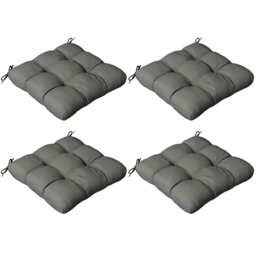 Outsunny Patio Chair Cushion Set: 4-Piece Tied Seat Pads for Indoor & Outdoor Seating, Charcoal Grey Comfort - Aosom UK - thumbnail 1