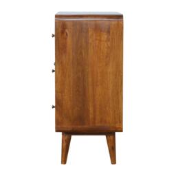 Wooden Chest of Drawers, 3-Drawers Storage Cabinet with Slim Tapered Leg for Bedroom, Brown - Aosom UK - thumbnail 7