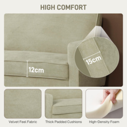 HOMCOM Two-Seater Velvet-Feel Sofa - Beige - thumbnail 4
