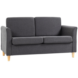HOMCOM Compact Loveseat Sofa, Modern 2 Seater Sofa for Living Room with Wood Legs and Armrests, Cat Scratch Anti, Dark Grey - Aosom UK - thumbnail 1