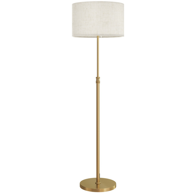 HOMCOM Floor Lamp with Remote, Height Adjustable Standing Lamp with Linen Shade, Dimmable with 3000K-6000K Adjustable Colour Temperatures, Foot Switch for Living Room Bedroom Office, Gold Tone - image 1