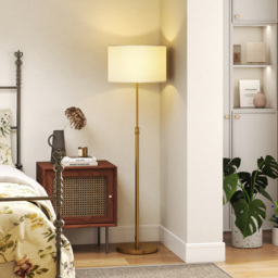 HOMCOM Floor Lamp with Remote, Height Adjustable Standing Lamp with Linen Shade, Dimmable with 3000K-6000K Adjustable Colour Temperatures, Foot Switch for Living Room Bedroom Office, Gold Tone - thumbnail 9