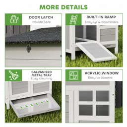 PawHut Wooden Chicken Coop with Pull-Out Tray Nesting Box for 1-2 Chickens - thumbnail 8