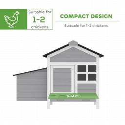 PawHut Wooden Chicken Coop with Pull-Out Tray Nesting Box for 1-2 Chickens - thumbnail 4