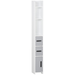 Kleankin Freestanding Bathroom Cabinet, Modern Tall Storage with Open Shelves and 3 Cupboards, for Bedroom Hallway, Grey - Aosom UK