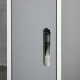 Kleankin Freestanding Bathroom Cabinet, Modern Tall Storage with Open Shelves and 3 Cupboards, for Bedroom Hallway, Grey - Aosom UK - thumbnail 9