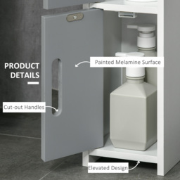 Kleankin Freestanding Bathroom Cabinet, Modern Tall Storage with Open Shelves and 3 Cupboards, for Bedroom Hallway, Grey - Aosom UK - thumbnail 5
