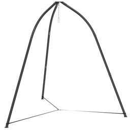 Outsunny Hammock Stand for Hanging Chair Adjustable Height Tripod Hammock Chair Stand Only with Chain, 150 kg Capacity, Black - thumbnail 1