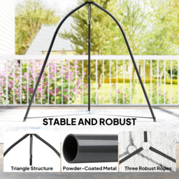 Outsunny Hammock Stand for Hanging Chair Adjustable Height Tripod Hammock Chair Stand Only with Chain, 150 kg Capacity, Black - thumbnail 4