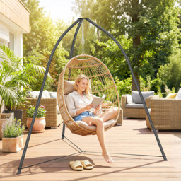 Outsunny Hammock Stand for Hanging Chair Adjustable Height Tripod Hammock Chair Stand Only with Chain, 150 kg Capacity, Black - thumbnail 7