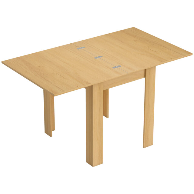HOMCOM Folding Dining Table for 4-6, Rectangular Extendable Drop Leaf Table for Small Spaces, 140 x 80 x 77.5 cm, Natural - image 1