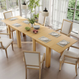 HOMCOM Folding Dining Table for 4-6, Rectangular Extendable Drop Leaf Table for Small Spaces, 140 x 80 x 77.5 cm, Natural - thumbnail 9