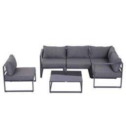 Outsunny 6Pcs Outdoor Sectional Sofa Set Conversation Aluminum Frame w/ Cushion - thumbnail 9