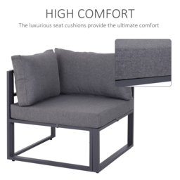 Outsunny 6Pcs Outdoor Sectional Sofa Set Conversation Aluminum Frame w/ Cushion - thumbnail 5