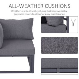 Outsunny 6Pcs Outdoor Sectional Sofa Set Conversation Aluminum Frame w/ Cushion - thumbnail 4