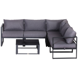 Outsunny 6Pcs Outdoor Sectional Sofa Set Conversation Aluminum Frame w/ Cushion - thumbnail 8