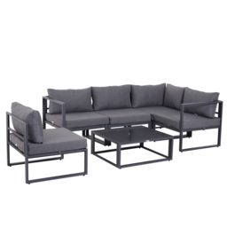 Outsunny 6Pcs Outdoor Sectional Sofa Set Conversation Aluminum Frame w/ Cushion - thumbnail 1