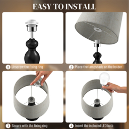 HOMCOM Set of Two Three-Colour Lamps, with USB Ports - Black/Beige - thumbnail 7