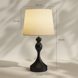 HOMCOM Set of Two Three-Colour Lamps, with USB Ports - Black/Beige - thumbnail 3