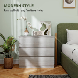 HOMCOM Chest of Three Drawers - Grey Wood Effect - thumbnail 4