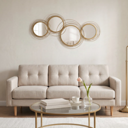 HOMCOM Metal Wall Art Modern Decorative Mirror Decor Hanging Home Wall Sculptures for Living Room Bedroom Dining Room, Gold - thumbnail 9