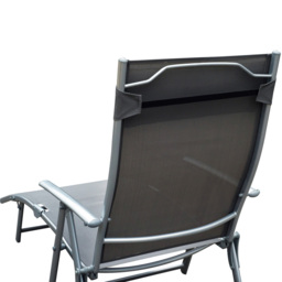 Outsunny Folding Sun Lounger, Texteline Recliner Chair, 5-Level Adjustable Patio Garden, Grey - thumbnail 8