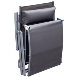 Outsunny Folding Sun Lounger, Texteline Recliner Chair, 5-Level Adjustable Patio Garden, Grey - thumbnail 9