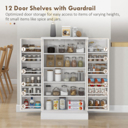 HOMCOM Kitchen Pantry Cupboard with Adjustable Shelves, White - Aosom UK - thumbnail 5