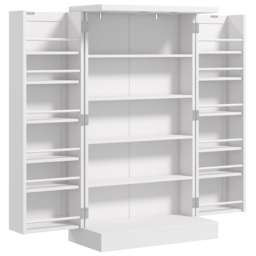 HOMCOM Kitchen Pantry Cupboard with Adjustable Shelves, White - Aosom UK - thumbnail 1