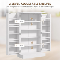 HOMCOM Kitchen Pantry Cupboard with Adjustable Shelves, White - Aosom UK - thumbnail 6