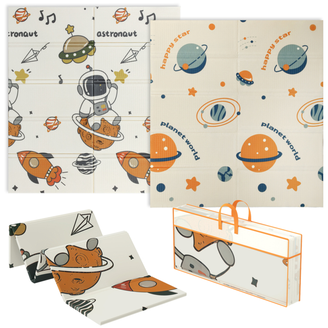 AIYAPLAY Space-Themed Baby Plat Mat Double Sided, Foldable, Water-Resistant for Outdoor/Indoor, 177 x 146 x 1.5cm - image 1