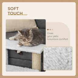 PawHut Pet Stair with 3-step Climb Ladder, Scratching Posts, Platforms, Toy Ball, for Indoor Cats Kittens, White - Aosom UK - thumbnail 6