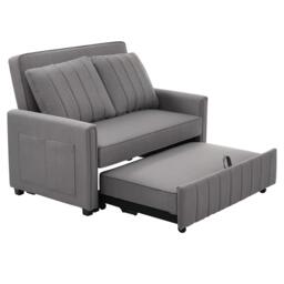 Multifunctional Folding Sofa Bed with Adjustable Backrest and 2 Cushions, Daybed Ideal for Small Homes, 127L x 75-180W x 94H cm, Dark Grey - Aosom UK - thumbnail 9