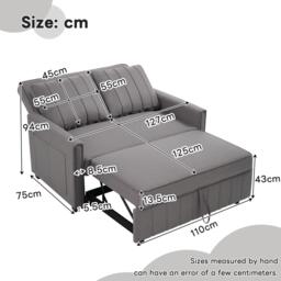 Multifunctional Folding Sofa Bed with Adjustable Backrest and 2 Cushions, Daybed Ideal for Small Homes, 127L x 75-180W x 94H cm, Dark Grey - Aosom UK - thumbnail 3