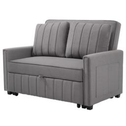 Multifunctional Folding Sofa Bed with Adjustable Backrest and 2 Cushions, Daybed Ideal for Small Homes, 127L x 75-180W x 94H cm, Dark Grey - Aosom UK - thumbnail 2