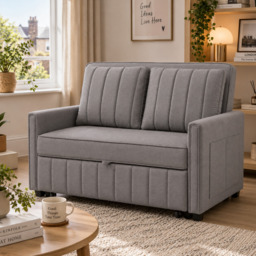 Multifunctional Folding Sofa Bed with Adjustable Backrest and 2 Cushions, Daybed Ideal for Small Homes, 127L x 75-180W x 94H cm, Dark Grey - Aosom UK