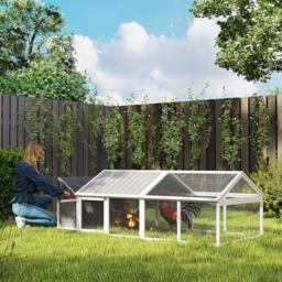 PawHut Wooden Chicken Coop with Nesting Box, Openable Roof, for 4-8 Chickens, White - thumbnail 2